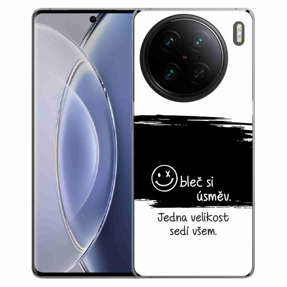 Gél borító mmCase a Vivo X90 Pro-hoz - vicces szöveg 8 fekete és fehér háttérrel
