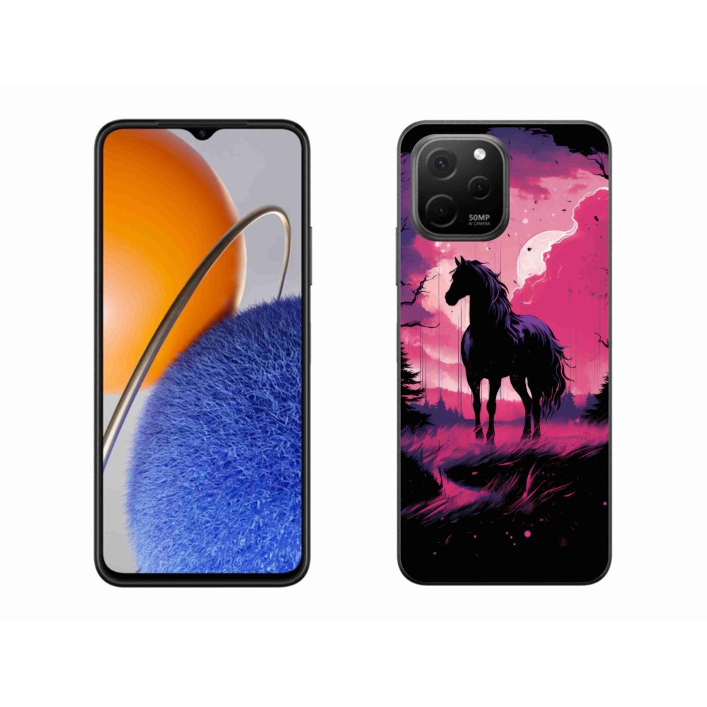Gél borítás mmCase a Huawei Nova Y61 készülékhez - fekete rajzfilm ló 1