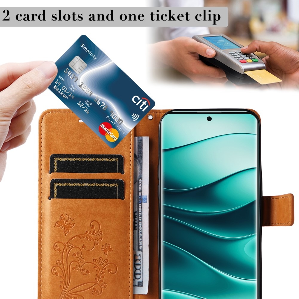 Nagy pillangó könyv tok Xiaomi Redmi Note 14 Pro 5G/Poco X7 5G/Note 14 Pro+ 5G - sárga