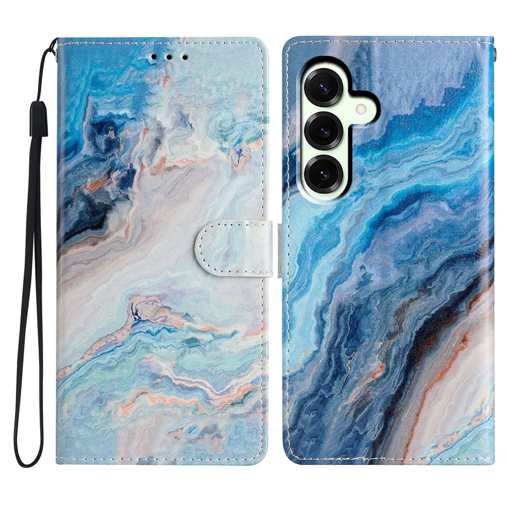 Egyedi könyvtáska Samsung Galaxy A27 készülékhez - kék márvány