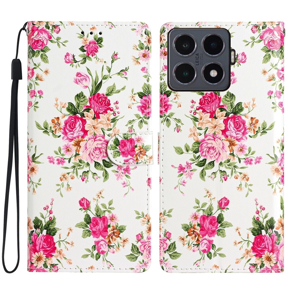 Egyedi könyv tok a Xiaomi 15T Pro számára - piros virágok