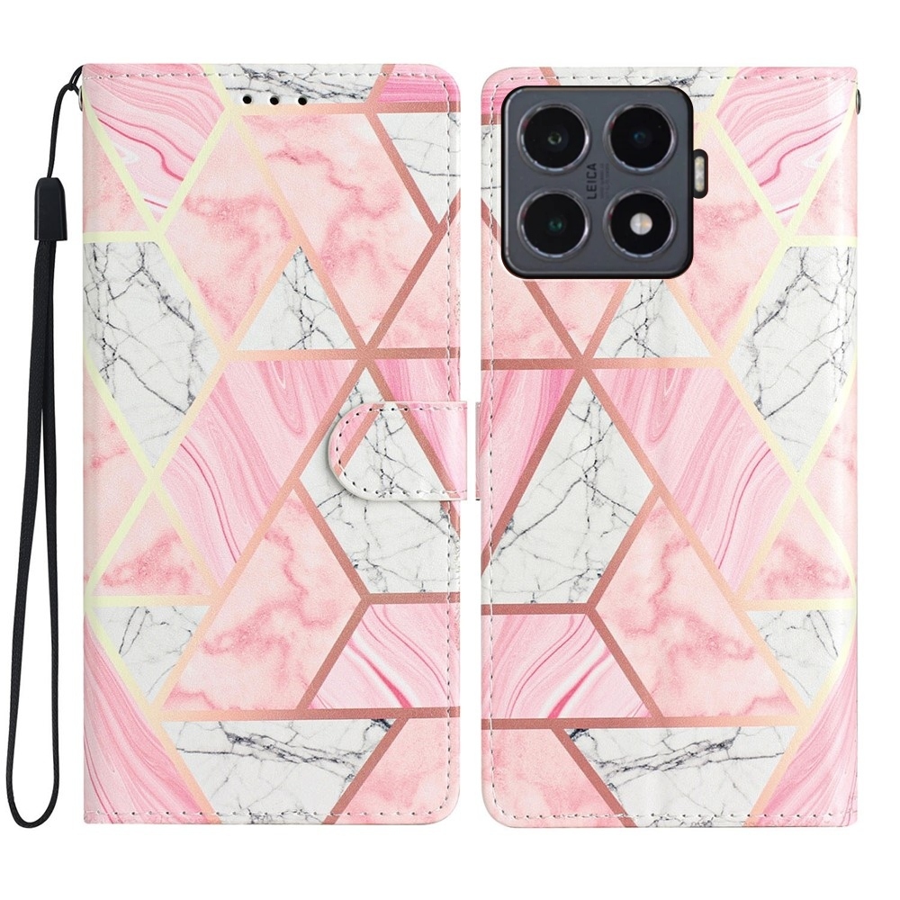 Egyedi könyv tok Xiaomi 15T Pro - rózsaszín márvány