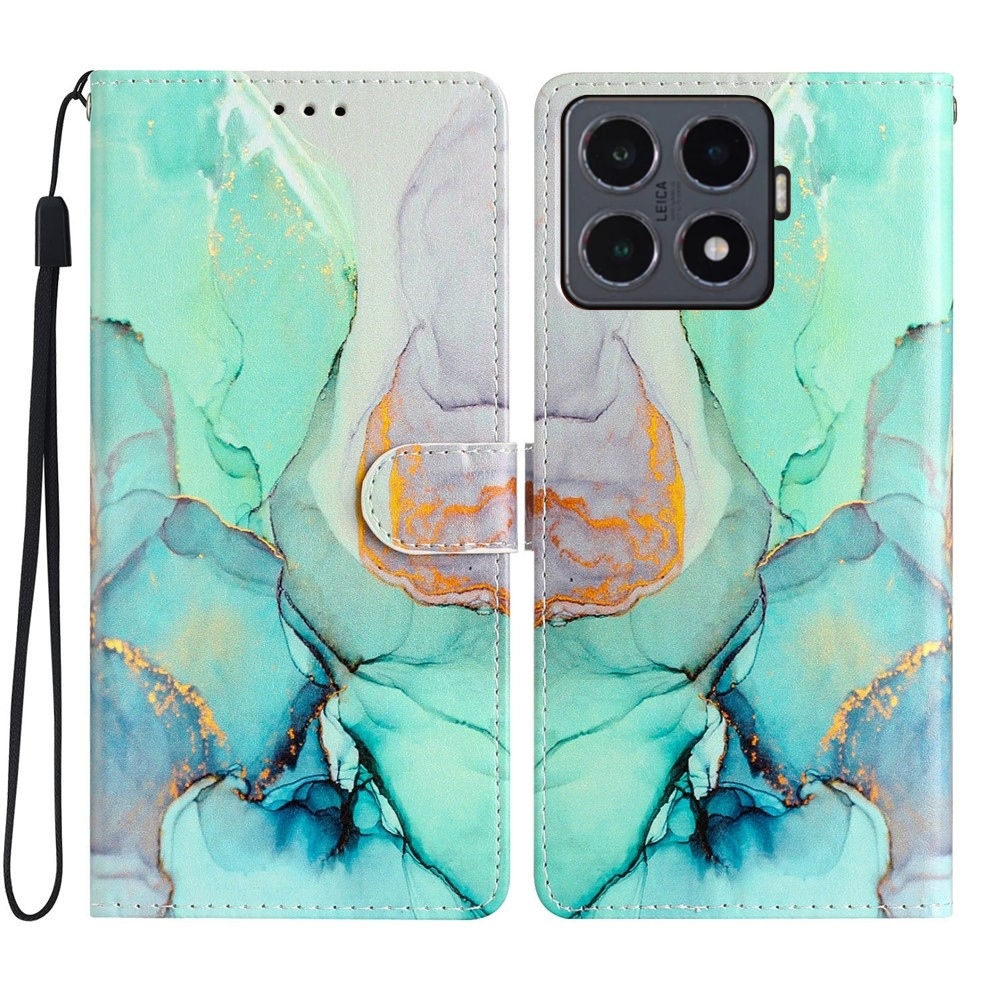 Egyedi könyvtáska Xiaomi 15T Pro - zöld márvány