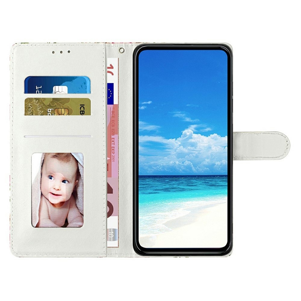 Egyedi könyvformájú tok a Xiaomi Redmi 17 4G/5G-hez – piros virágok