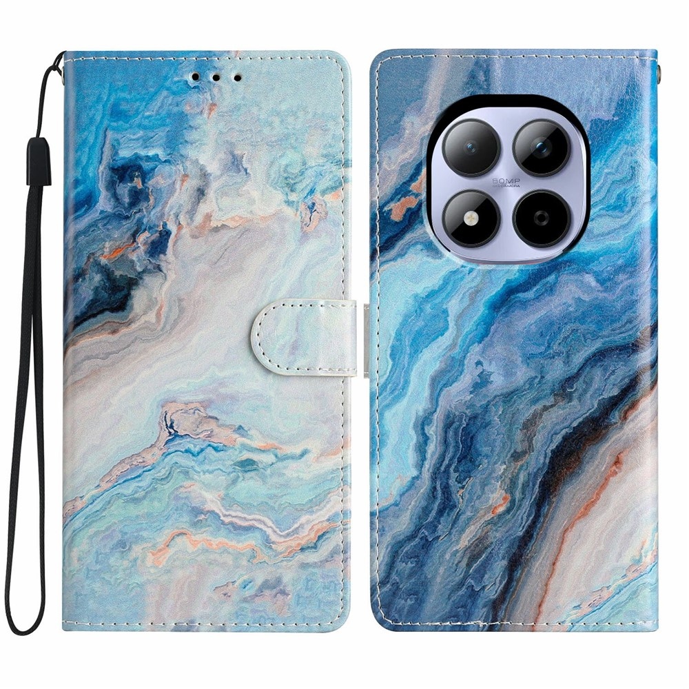 Egyedi könyvtáska Xiaomi Redmi Note 15 Pro 5G - kék márvány