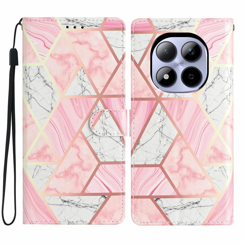 Egyedi könyv tok Xiaomi Redmi Note 15 Pro 5G - rózsaszín márvány