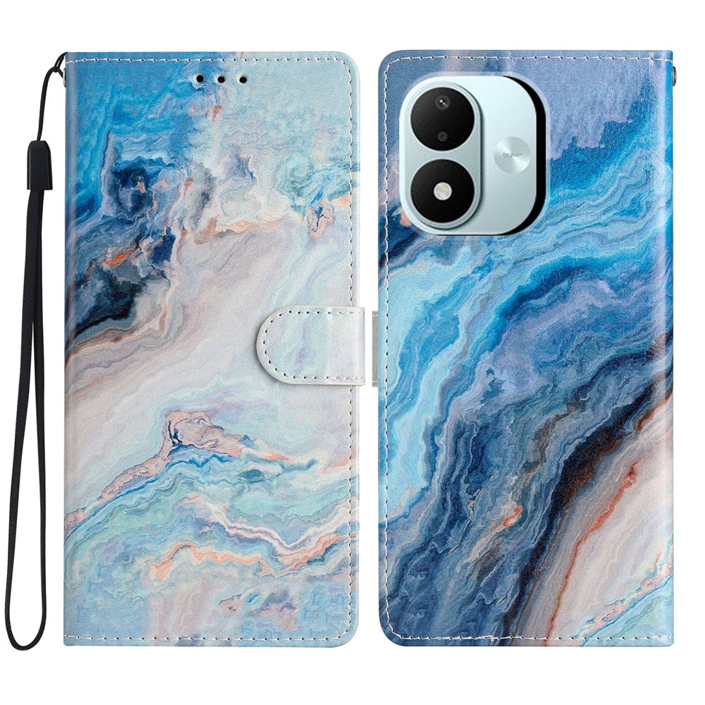 Egyedi könyvformájú tok a Xiaomi Redmi Note 17 4G/5G-hez – kék márvány