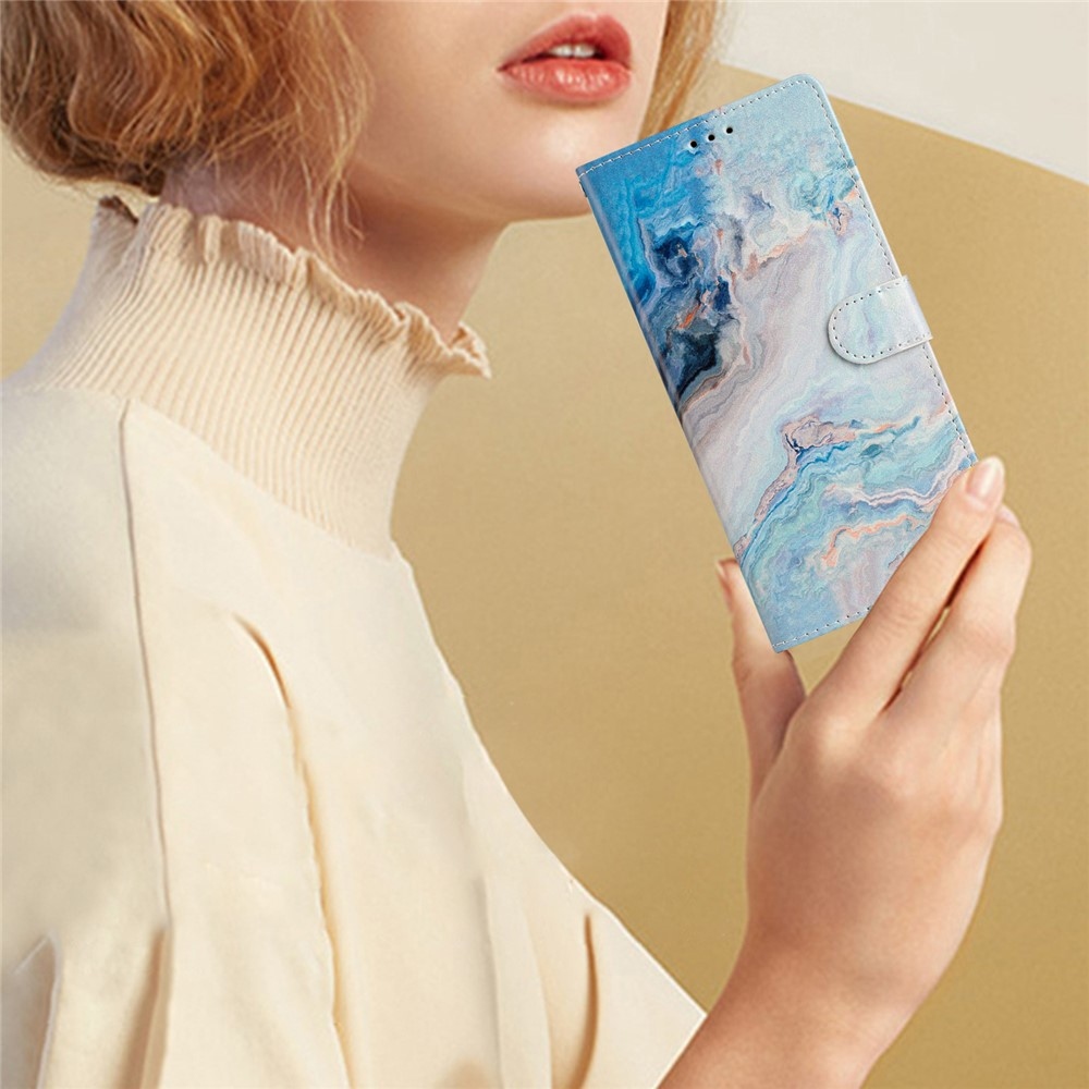 Egyedi könyvformájú tok a Xiaomi Redmi Note 17 4G/5G-hez – kék márvány