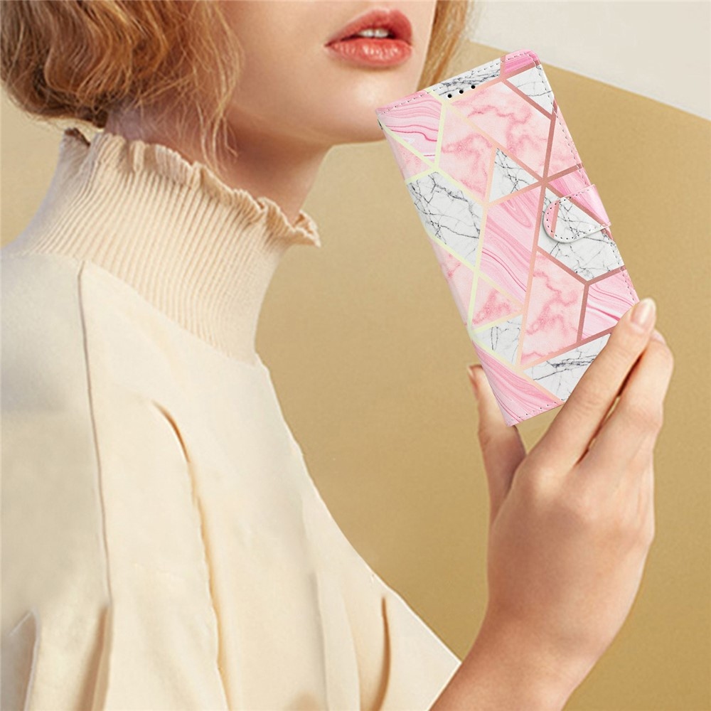 Egyedi könyvformájú tok a Xiaomi Redmi Note 17 4G/5G-hez – rózsaszín márvány