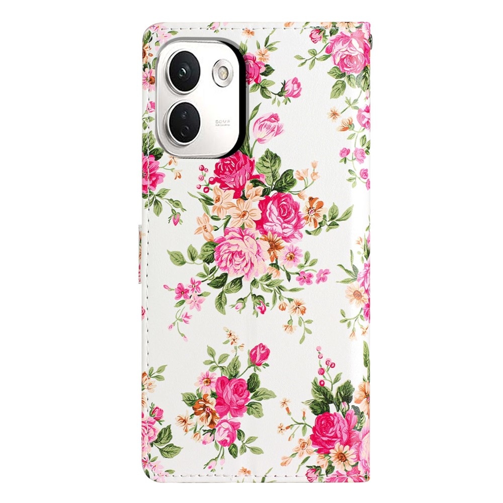 Egyedi könyvformájú tok a Xiaomi Redmi Note 17 Pro Max 5G-hez – piros virágok
