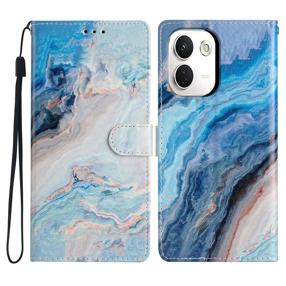 Egyedi könyvformájú tok a Xiaomi Redmi Note 17 Pro Max 5G-hez – kék márvány