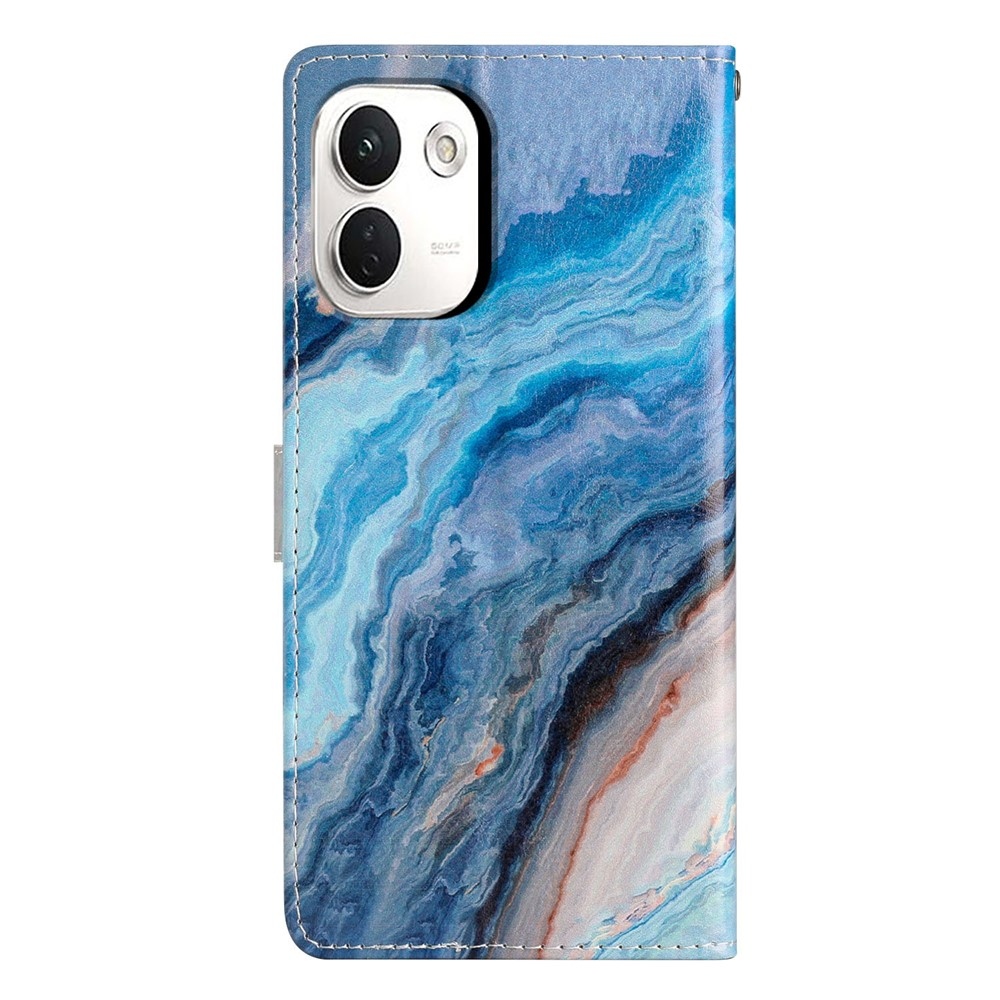 Egyedi könyvformájú tok a Xiaomi Redmi Note 17 Pro Max 5G-hez – kék márvány