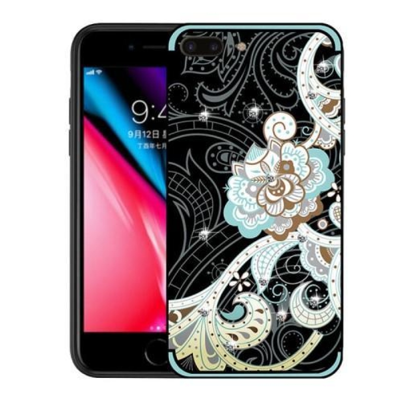 Egyedi díszített zselés tok iPhone 7 Plus és iPhone 8 Plus készülékhez - kék