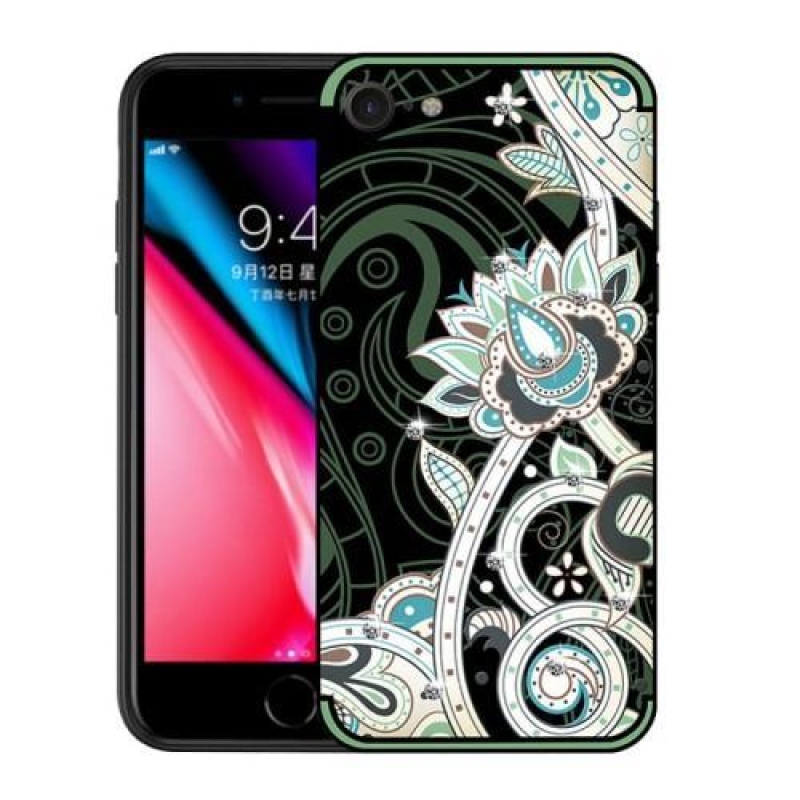 Egyedi díszített zselés tok iPhone 8 és iPhone 7 készülékhez - zöld