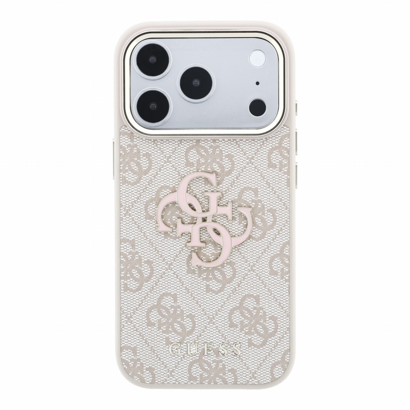Guess PU 4G Resin Metal Logo hátsó tok iPhone 18 Pro-hoz, rózsaszín