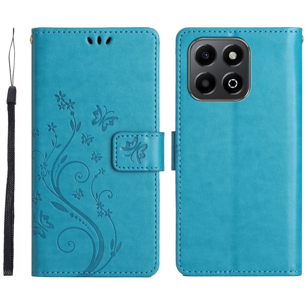 Virágok könyvtáska a Honor 200 Smart 5G-hez - kék
