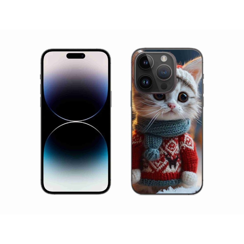 Gél borítás mmCase iPhone 14 Pro készülékhez - cica pulóverben