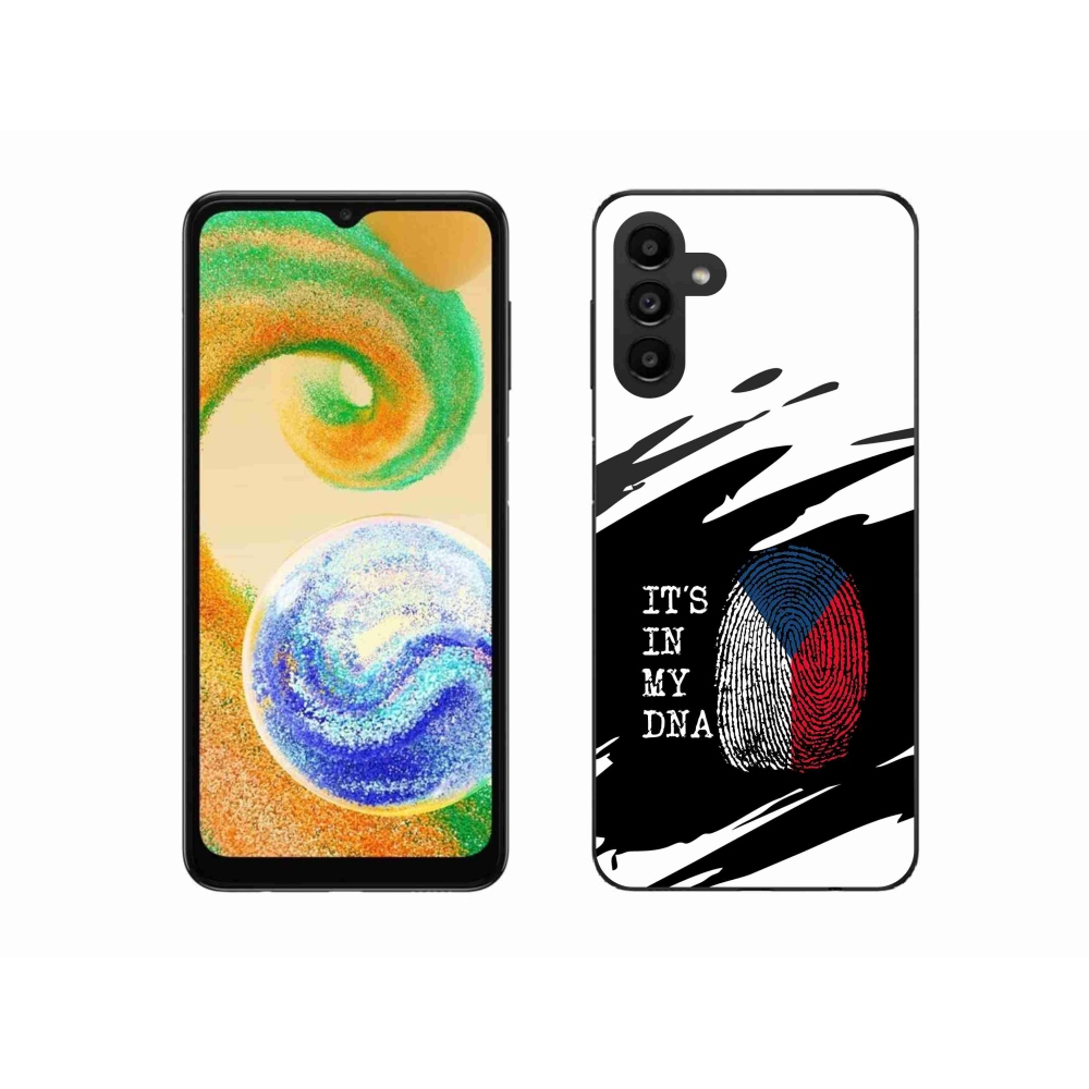 Zselés borítás mmCase Samsung Galaxy A04s (164.7x76.7x9.1mm) - zászlós ujjlenyomat fekete és fehér háttérrel