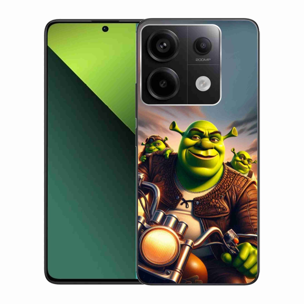 Zselés borítás mmCase a Xiaomi Redmi Note 13 Pro 5G/Poco X6 5G számára - Shrek egy motorkerékpáron