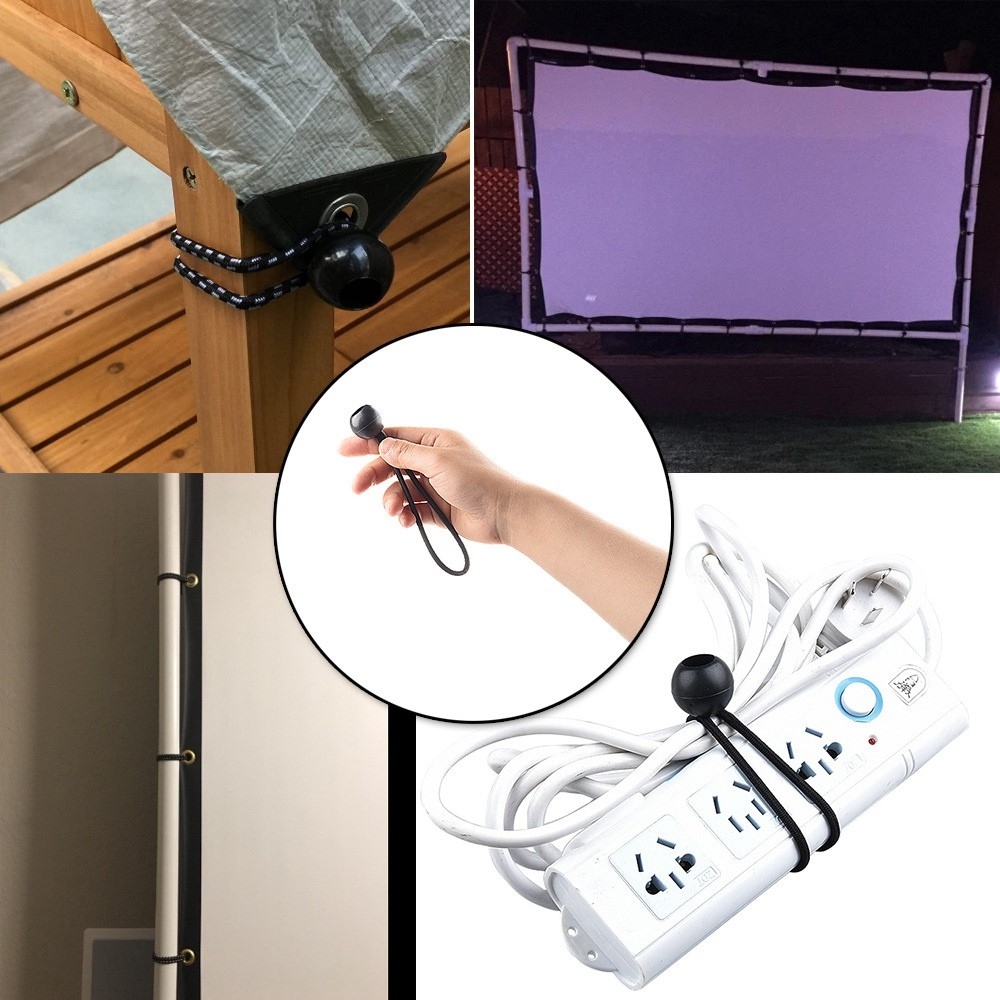 Szorító gumizsinór műanyag golyóval sátrakhoz és ponyvákhoz 15,5 cm (10 db) - fekete