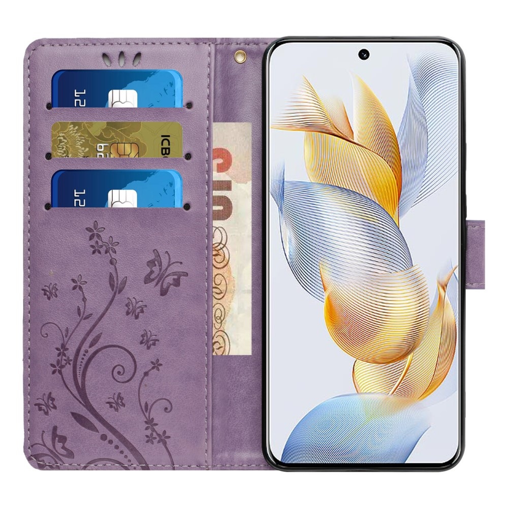 Virágok könyvtáska a Honor 90-hez - világos lila