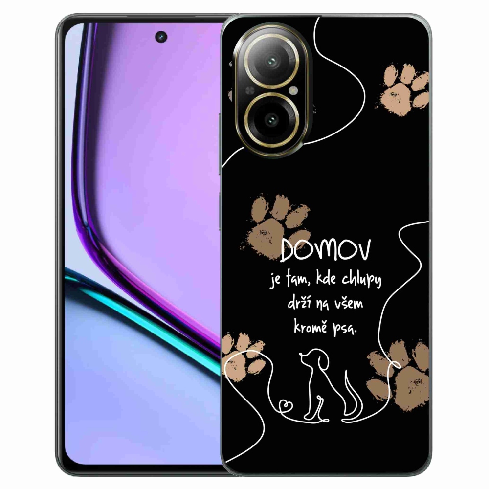 Gél borító mmCase a Realme C67 készülékhez - kutya motívum fekete háttérrel