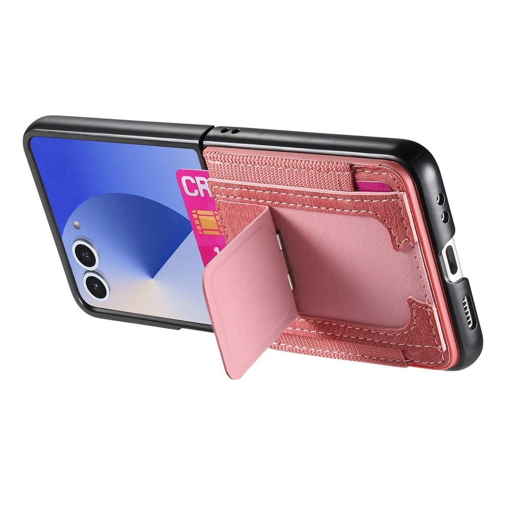 Luxus műanyag borítás műbőrrel a Samsung Galaxy Z Flip7 5G készülékre - rózsaszínű