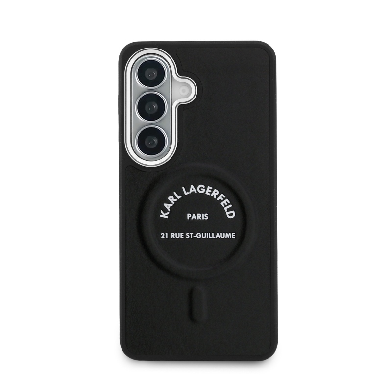 Karl Lagerfeld PU RSG logós mágneses hátlap Samsung Galaxy S26-hoz Fekete