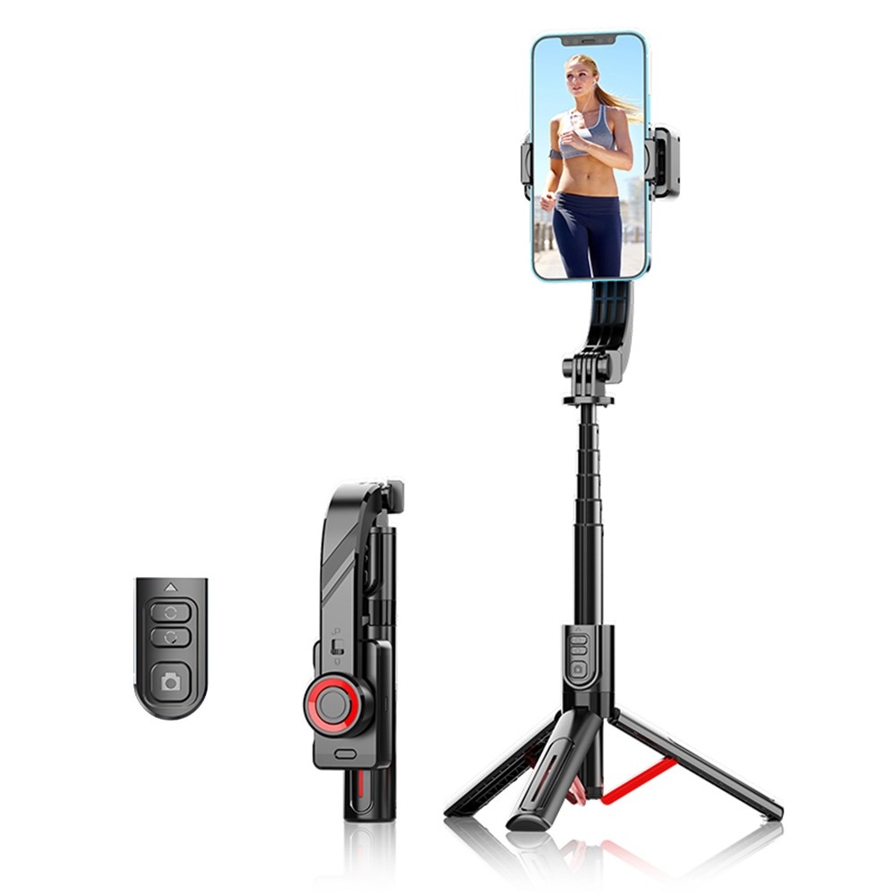 C08 mobil stabilizátor szelfibottal, állvánnyal és Bluetooth vezérléssel - fekete/piros