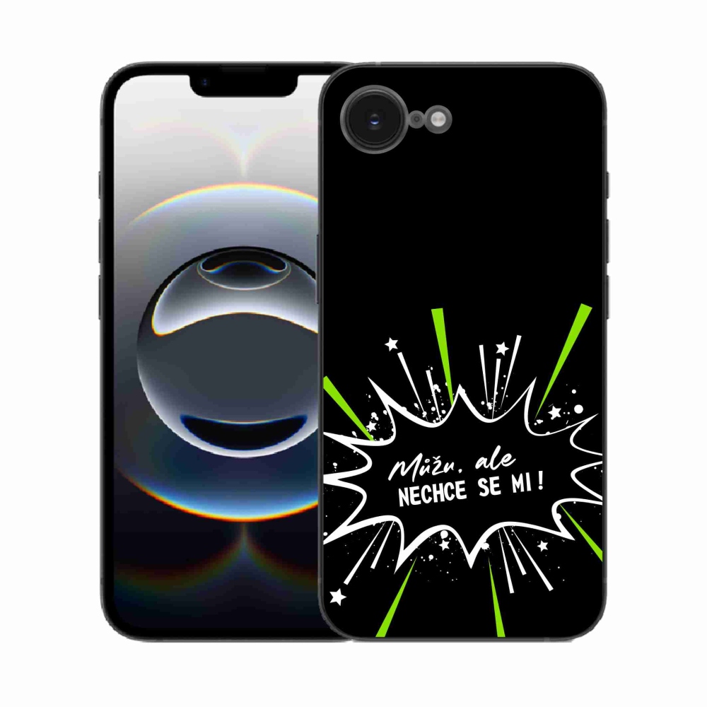 Gél borító mmCase iPhone 16e készülékhez - vicces szöveg 11 fekete háttér