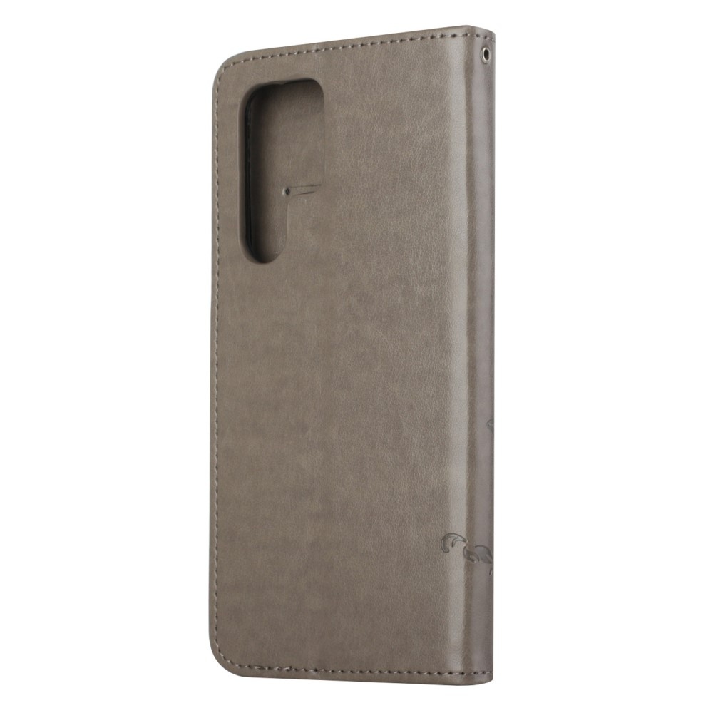 Virágos könyv tok Samsung Galaxy S24 Ultra készülékhez - szürke