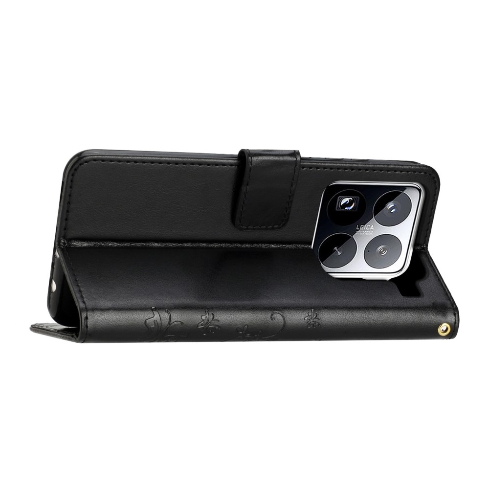 Virágok könyv tok Xiaomi 15 Pro-hoz - fekete