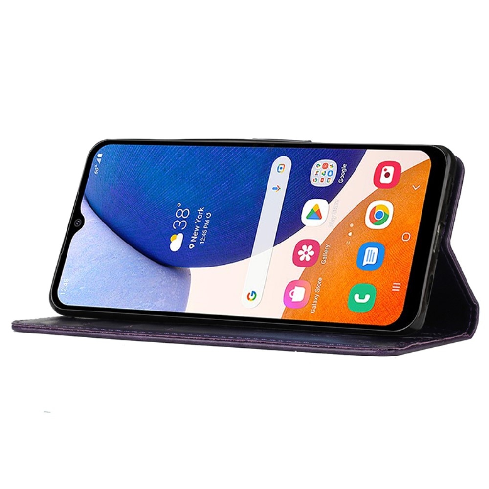 Virágok könyv tok Samsung Galaxy A05s készülékhez - sötét lila