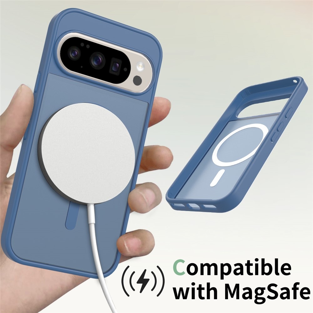 Bőr zselés tok kemény hátlappal és MagSafe támogatással a Google Pixel 10 Pro/Pixel 10 készülékhez - kék