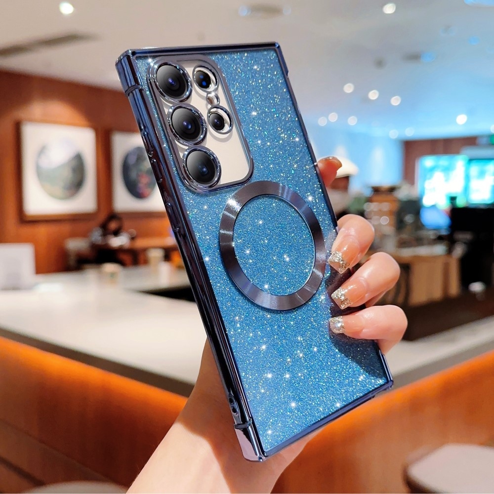 Fokozatos zselés csillogó tok MagSafe támogatással Samsung Galaxy S25 Ultra készülékhez - kék