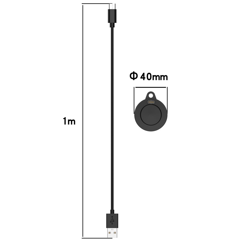 USB-A töltőkábel a Garmin Forerunner 570 42 mm / 47 mm készülékhez, 1 m – fekete