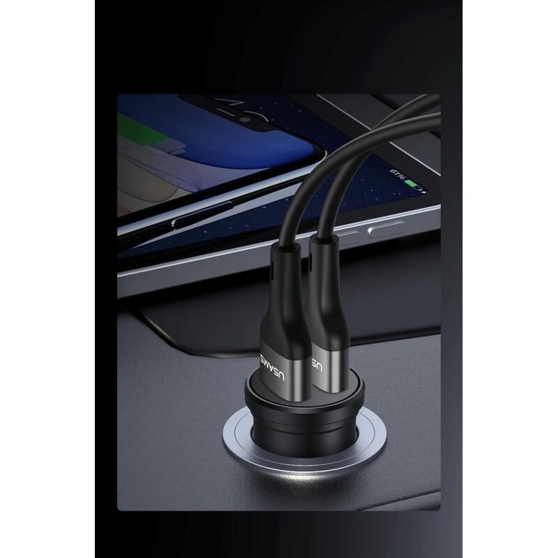 USMS mini autós töltő - 2 USB kimenet / 2,4A