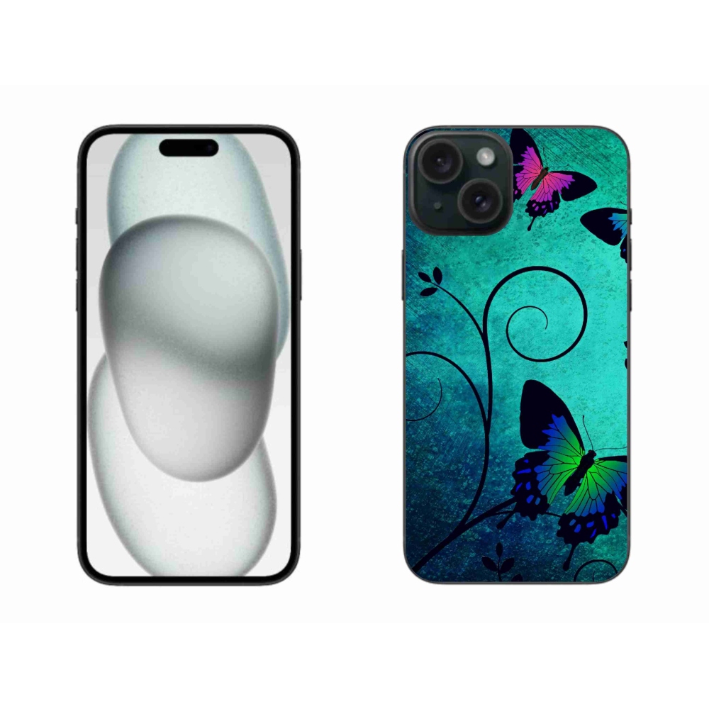 Zselés borítás mmCase iPhone 15 Plus készülékhez - színes pillangók