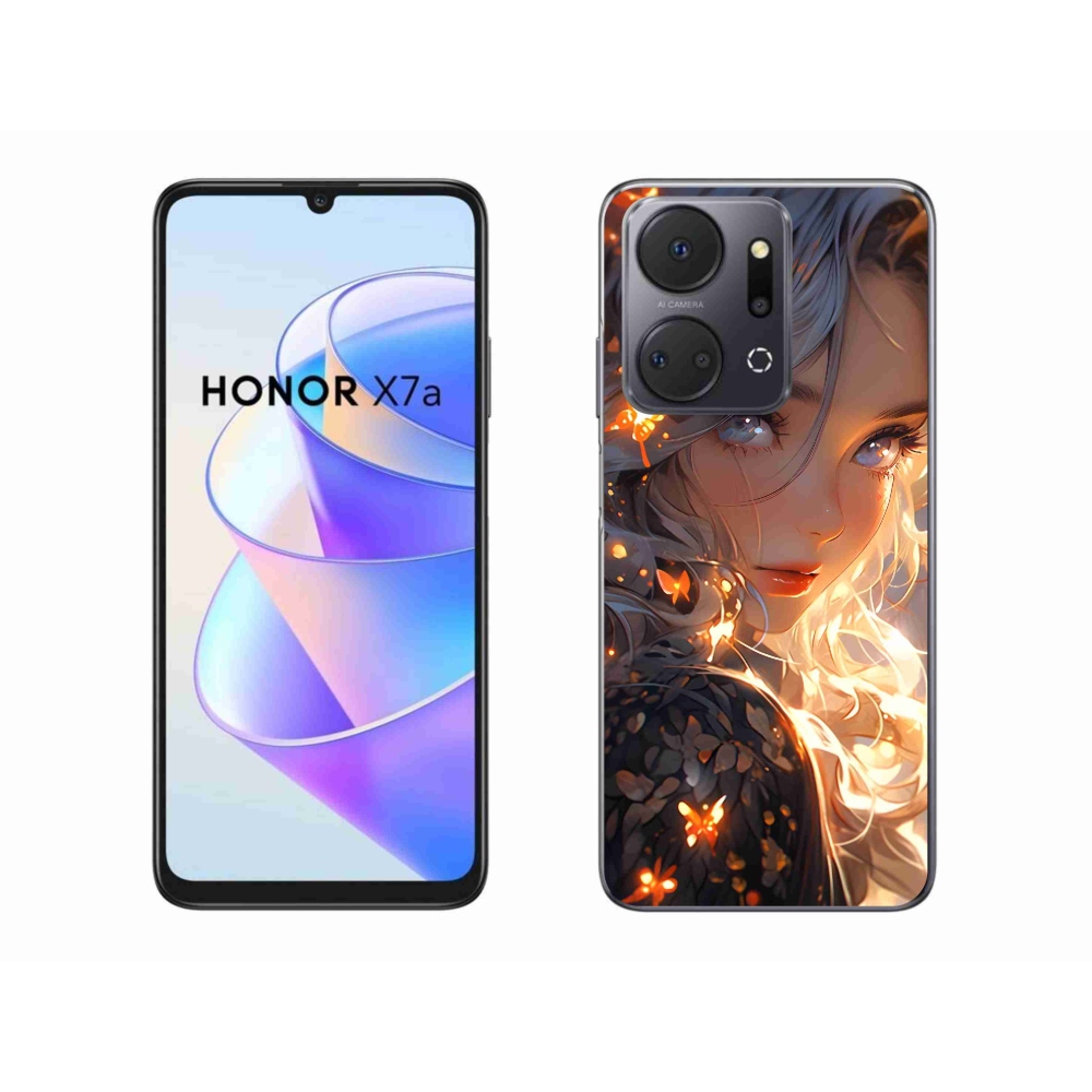 Gél borító mmCase a Honor X7a készülékhez - lány és pillangók