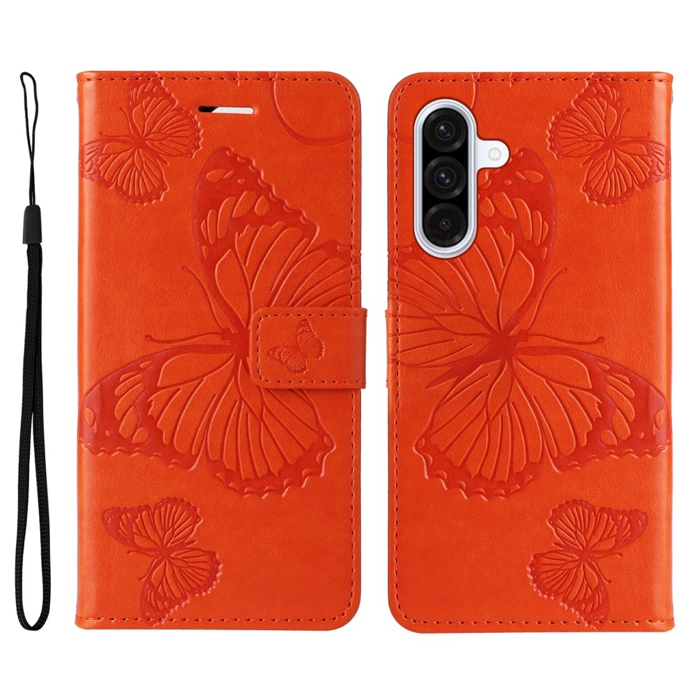 Nagy pillangó könyv tok Samsung Galaxy A36 5G - narancssárga