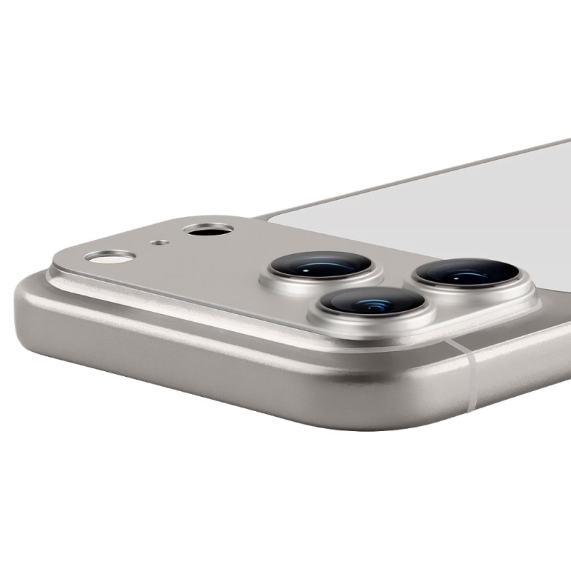 TOK: ME Camera Island lencsevédő az Apple iPhone 17 Pro Max-hoz, ezüst színben