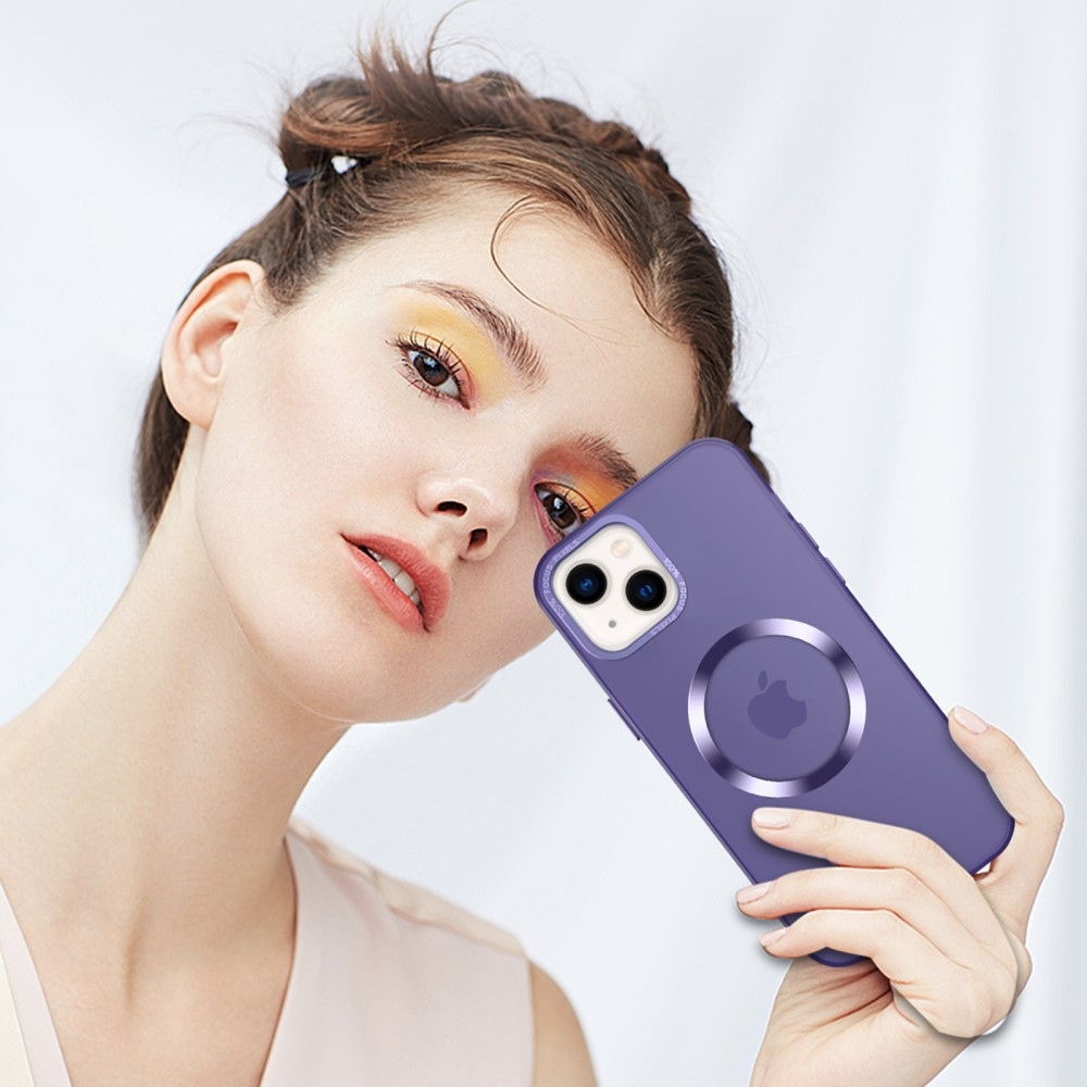 Gumi zselés tok MagSafe támogatással iPhone 15 Plus készülékhez - lila