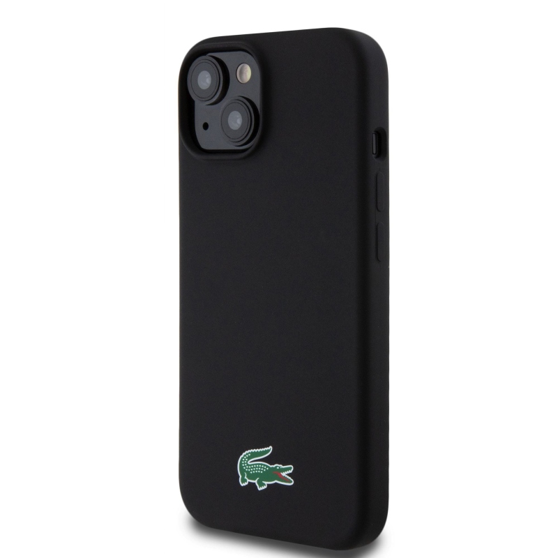 Lacoste Liquid Silicone Microfiber Croc Logo Magsafe hátlap iPhone 15 Fekete fekete