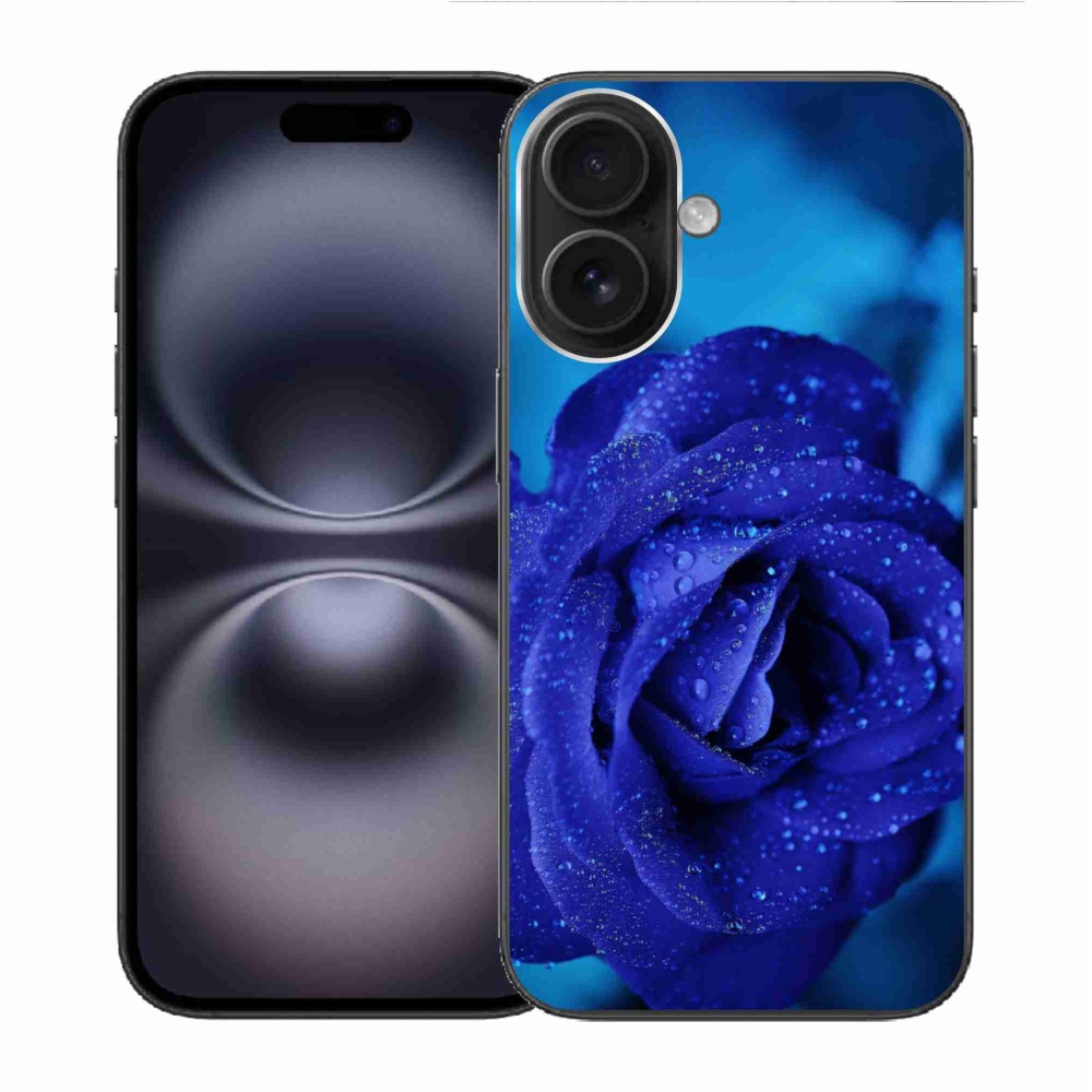 Gél tok mmCase iPhone 16 készülékhez - kék rózsa