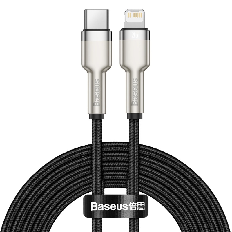 Baseus Cafule Metal sorozatú adatkábel USB-C - világítás 20W 2m fekete