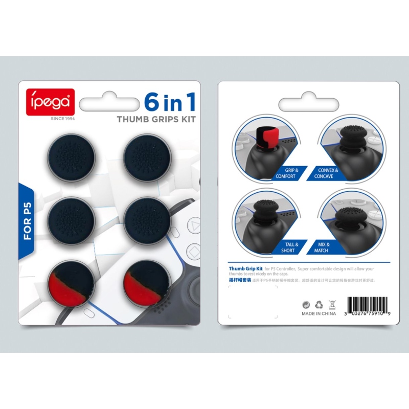 iPega P5006 Szilikon vezérlőpálca burkolatok PS5-hez 6db Fekete/Vörös