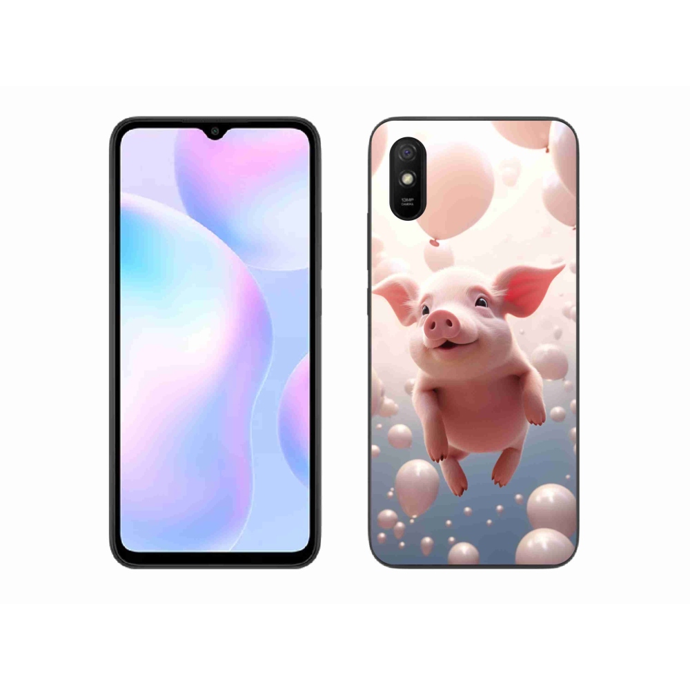 Gél borítás mmCase a Xiaomi Redmi 9AT-hoz - malac lufikkal