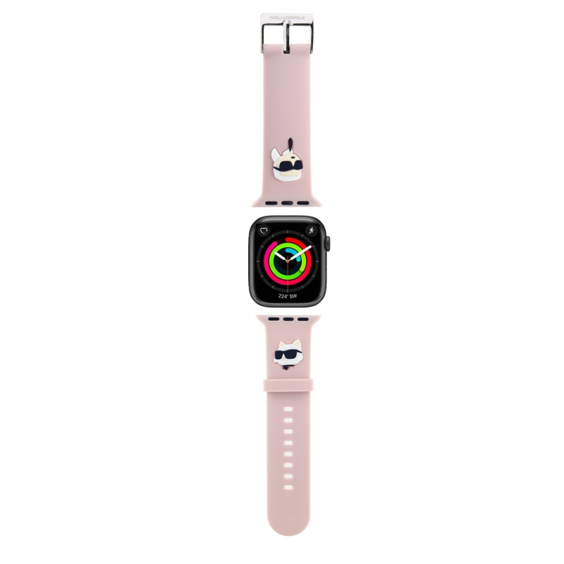 Karl Lagerfeld Karl és Choupette Head NFT szíj Apple Watch-hoz 38/40/41 rózsaszínű