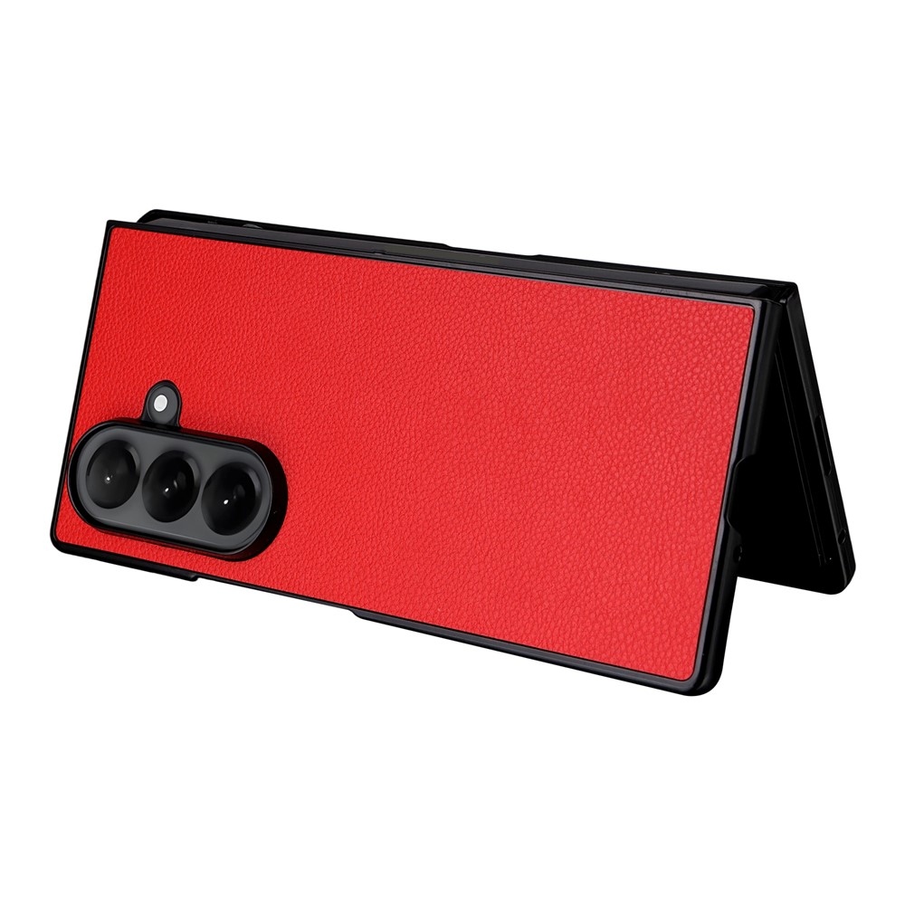Műbőrrel borított műanyag tok Samsung Galaxy Z Fold7 5G - piros színben