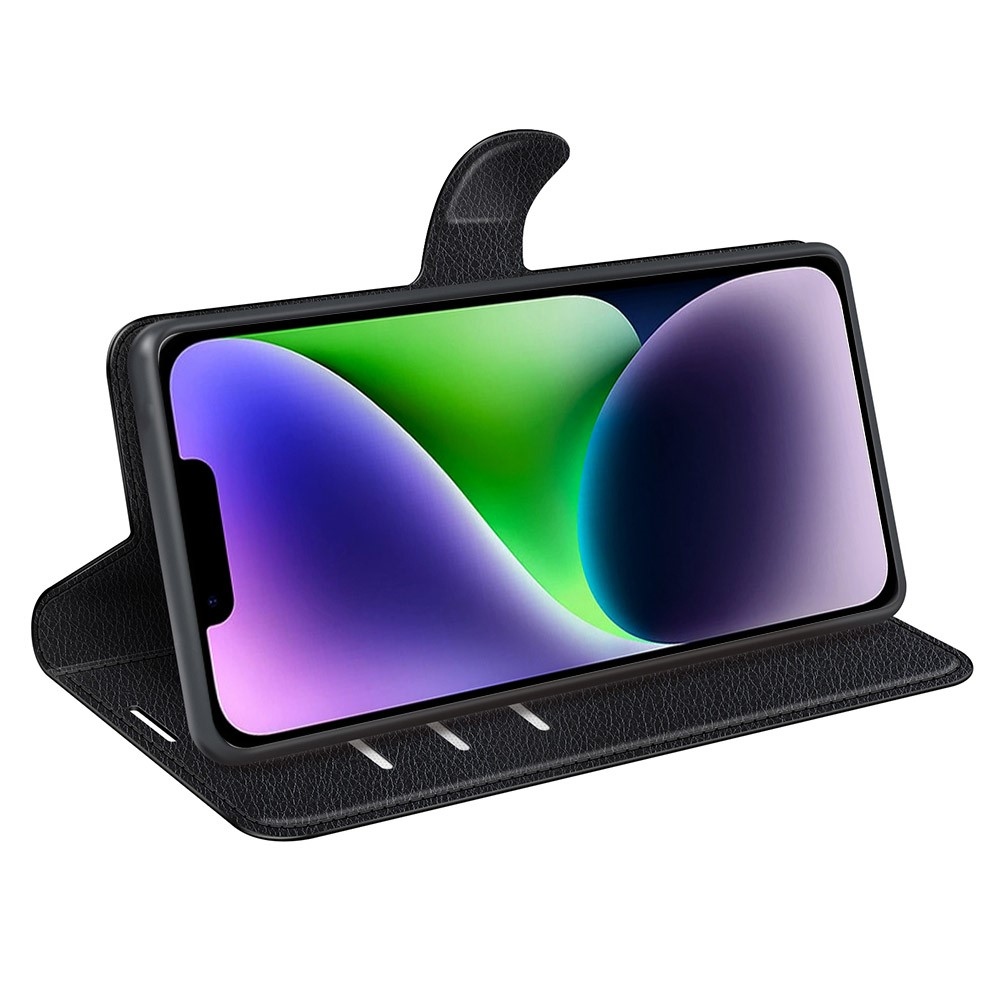 Litchi könyvtáska iPhone 15 készülékhez - fekete